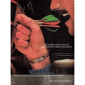 Vintage De Beers Diamond Bracelet Advertisement‎ Print Ad Wall Art Decor 1981